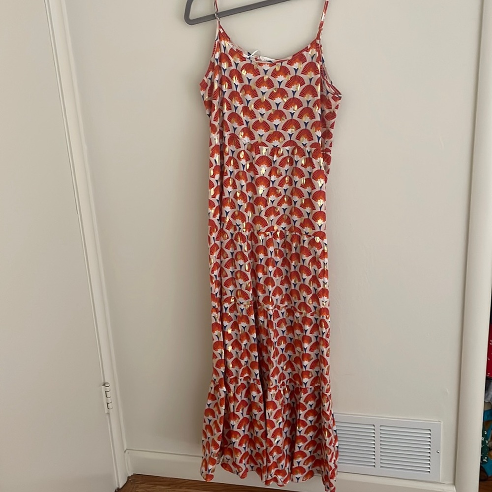 Stylish Red Patterned Midi Dress